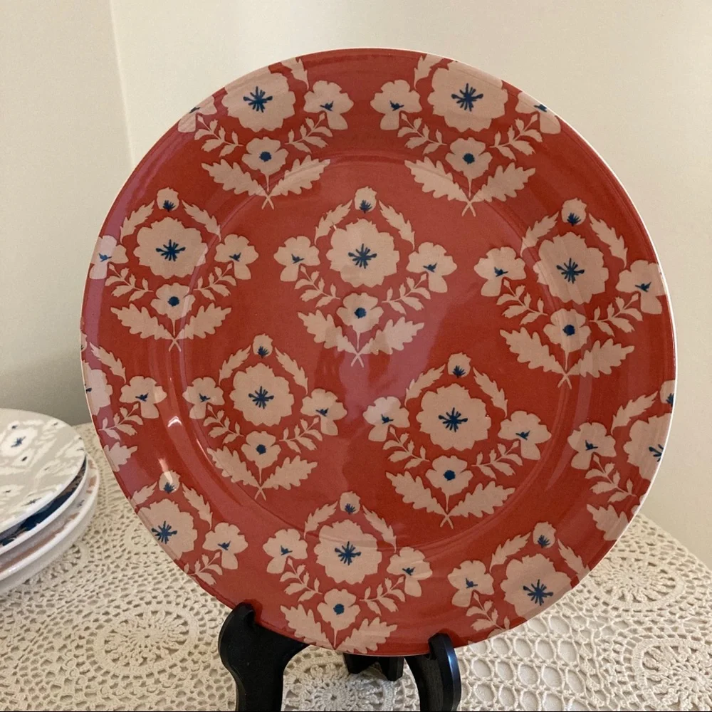 Pier 1 Ironstone botanical floral salad plates set of 4